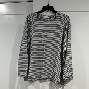 Carly Jean Los Angeles Black and White Striped Long Sleeve Tee